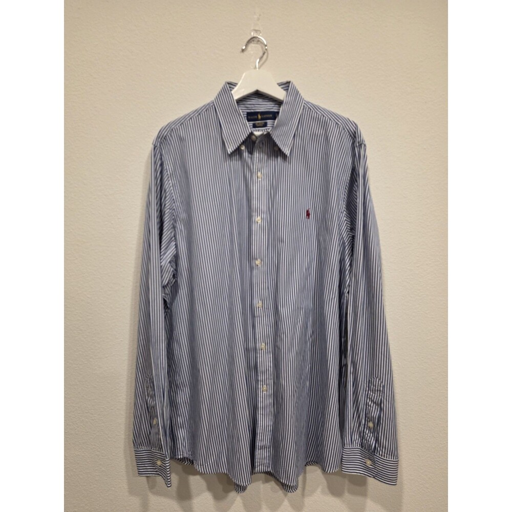 Polo Ralph Lauren Mens XL Cotton Stretch Button Down Long Sleeve Pin Striped